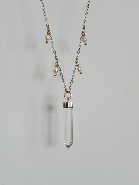 Dew Drop Necklace - Pearls & Clear Quartz