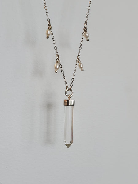 Dew Drop Necklace - Pearls & Clear Quartz