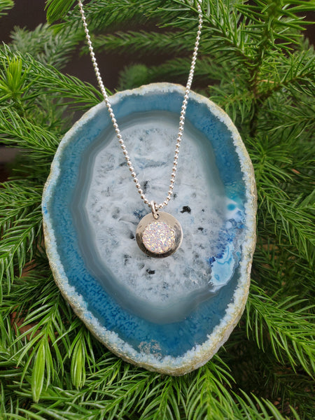 Druzy Aura Quartz Sacred Circle Necklace