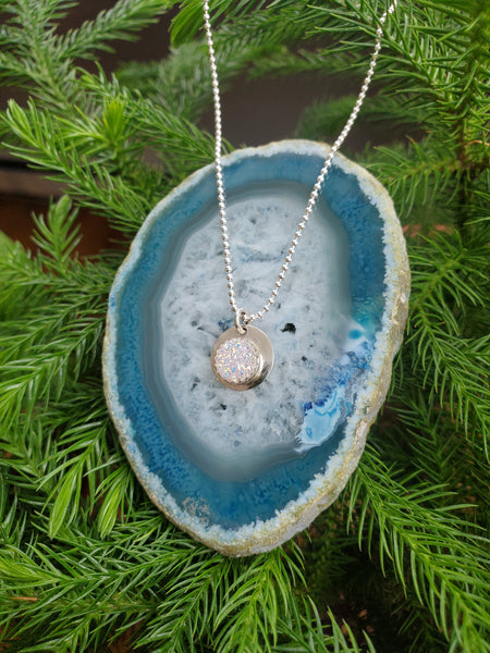 Druzy Aura Quartz Sacred Circle Necklace