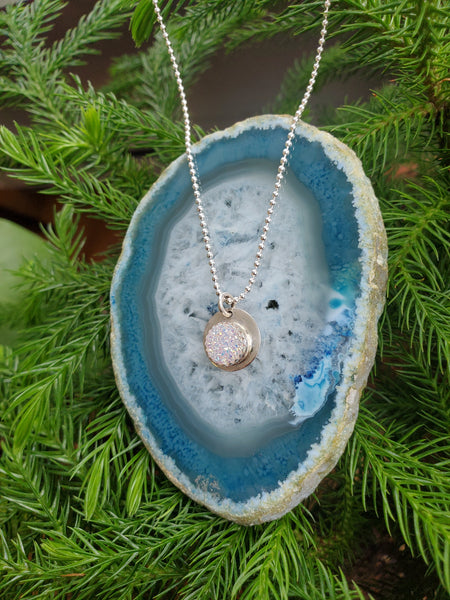 Druzy Aura Quartz Sacred Circle Necklace