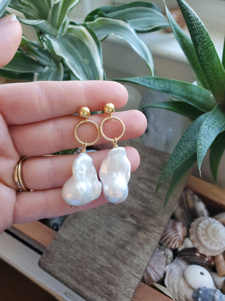 Baroque Pearl Drop Statement Studs