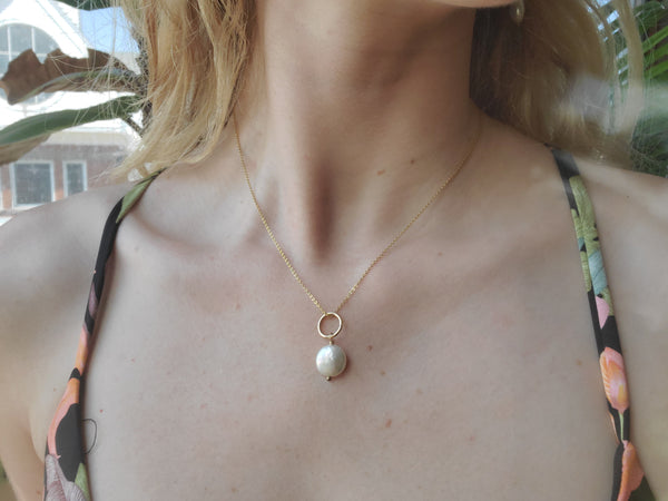 Golden Pearl Drop Necklace