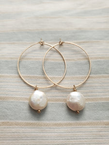 Golden Pearl Hoops