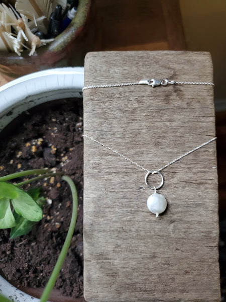 Silver Pearl Drop Necklace