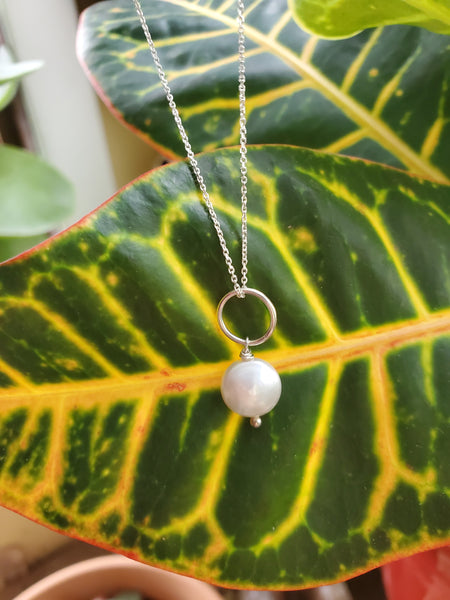 Silver Pearl Drop Necklace