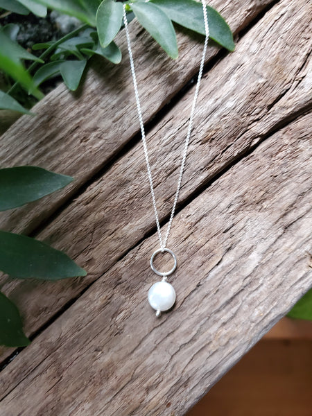 Silver Pearl Drop Necklace