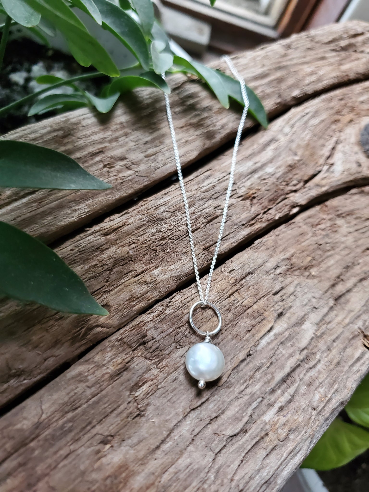 Silver Pearl Drop Necklace