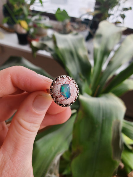 Galaxy Boulder Opal Ring Size 5.5