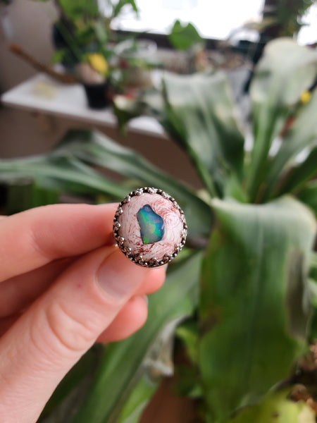 Galaxy Boulder Opal Ring Size 5.5