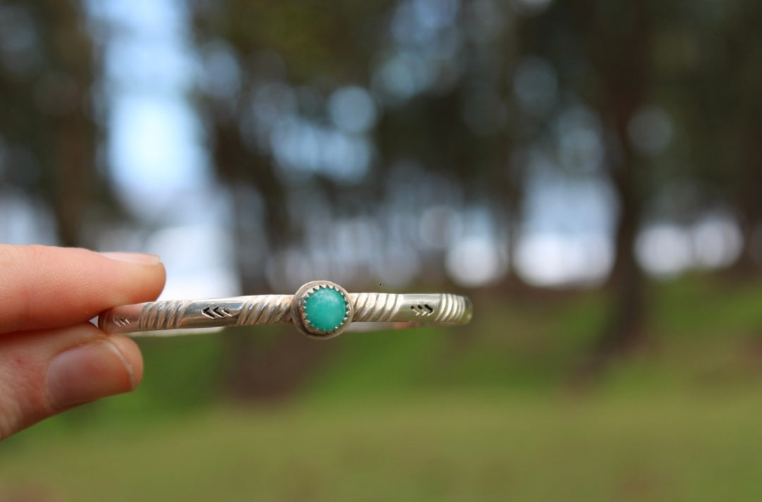 Amazonite  - Sterling Silver - Stacking Cuff