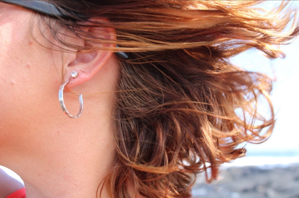 Sterling Silver Stamped Hoops