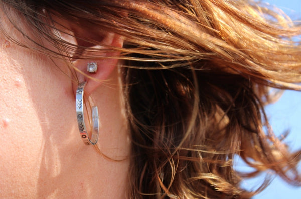 Sterling Silver Stamped Hoops