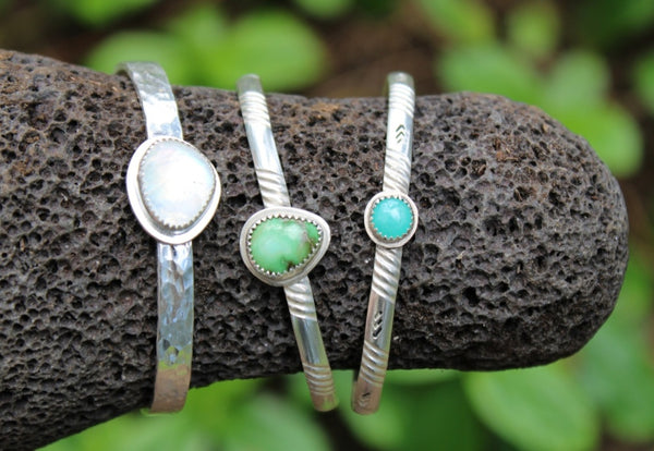 Amazonite  - Sterling Silver - Stacking Cuff