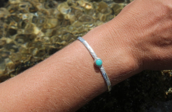 Amazonite  - Sterling Silver - Stacking Cuff